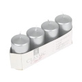 Świeca Adwentowa Słupek 4x7cm kpl. 4szt Metalik - Srebrny