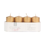 Świeca Adwentowa Słupek 4x7cm kpl. 4szt Metalik - Złoty