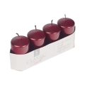 Świeca Adwentowa Słupek 4x7cm kpl. 4szt Metalik - Bordowy