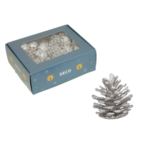 Szyszki Dekoracyjne z Brokatem EKO 3,5cm kpl. 45szt - Srebrny