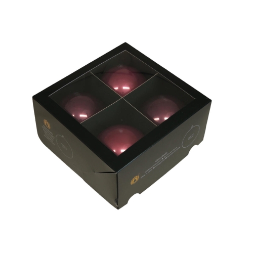 Bombki Szklane 100mm Kartonik kpl. 4szt Błysk - Wrzos