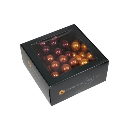 Bombki Szklane na Druciku 30mm Kartonik kpl. 72szt Błysk - Karmel