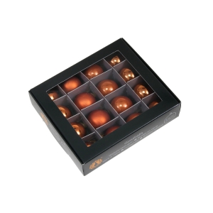 Bombki Szklane 30mm Kartonik kpl. 16szt Błysk/Mat - Pomarańczowy