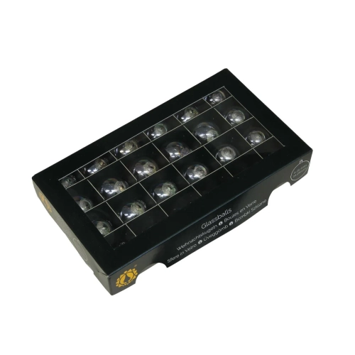 Bombki Szklane 25mm Kartonik kpl. 24szt Błysk - Perłowy