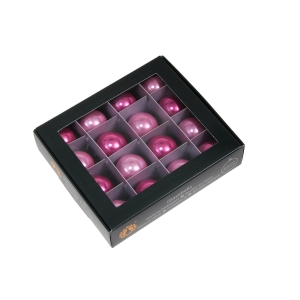 Bombki Szklane 30mm Kartonik kpl. 16szt Opal - Różowy