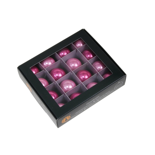 Bombki Szklane 30mm Kartonik kpl. 16szt Opal - Różowy