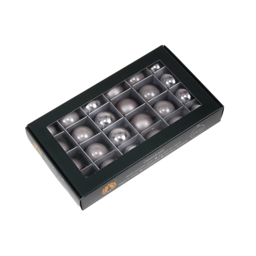 Bombki Szklane 25mm Kartonik kpl. 24szt Błysk/Mat - Szary