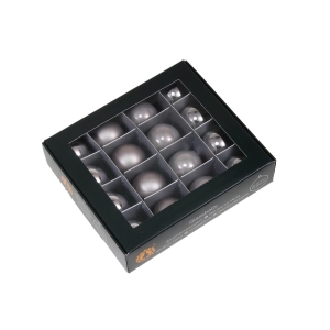 Bombki Szklane 30mm Kartonik kpl. 16szt Błysk/Mat - Szary