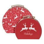 Świąteczne Kuferki Dekoracyjne z Reniferem kpl. 2szt