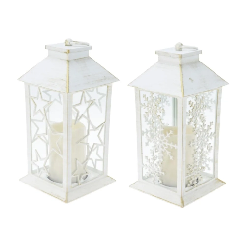 Lampion Świąteczny Biały 28cm - 2 wzory