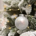 Bombka Choinkowa Perłowa z Brokatem 8cm