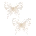 Motyl z Brokatem na Klipsie 11cm kpl. 2szt - Szampan