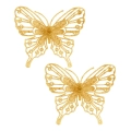 Motyl z Brokatem na Klipsie 11cm kpl. 2szt - Złoty