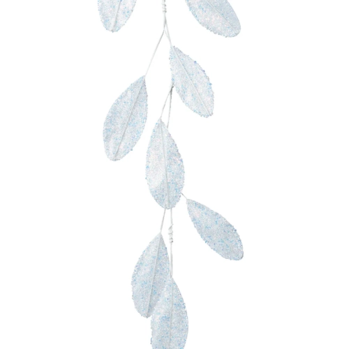 Girlanda Świąteczna Liście z Cekinami 125cm - Biały