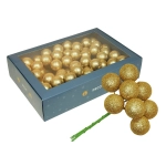 Kulki Styropianowe na Druciku Brokat Eko 30mm kpl. 80szt - Złoty