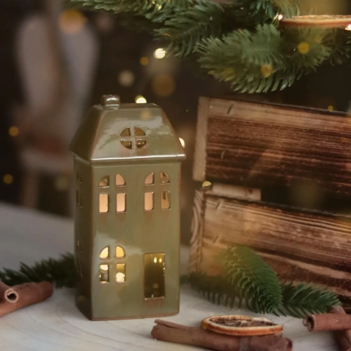 Ceramiczny Domek LED 15x7cm - Zielony