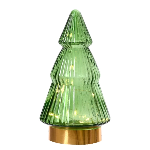 Choinka Szklana LED 19cm - Zielony