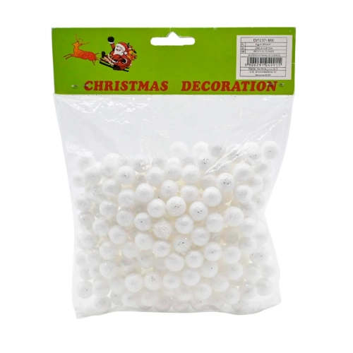 Kulki Styropianowe z Brokatem 15mm 25g - Biały