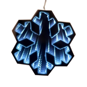 Zawieszka Śnieżynka LED 3D Lustro 15cm - Biały Zimny