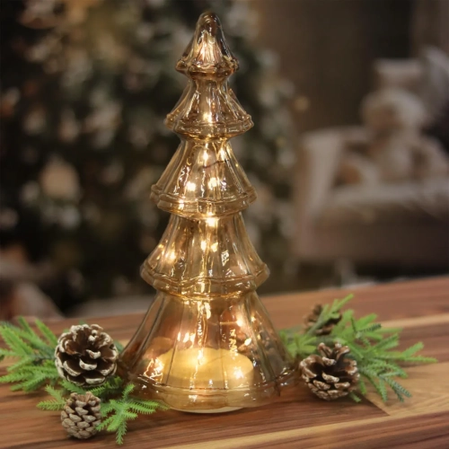 Choinka Szklana LED 29cm - Brązowy