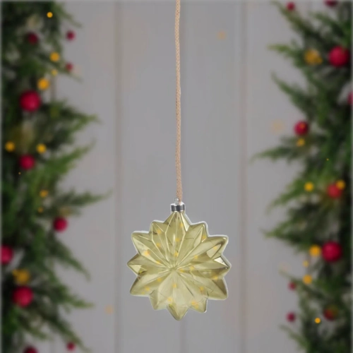 Zawieszka Szklana LED Śnieżynka Zielona 20cm 