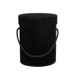 Pudełko Flower Box Welurowy Okrągły 18x13,5cm - Czarny