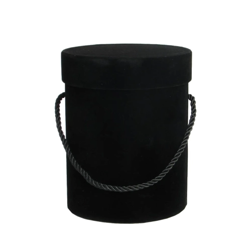 Pudełko Flower Box Welurowy Okrągły 18x13,5cm - Czarny