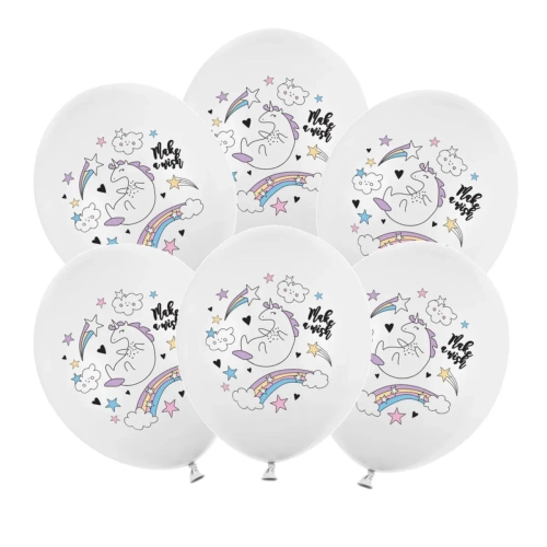 Balony Urodzinowe dla Dzieci Jednorożec 30cm kpl. 6szt