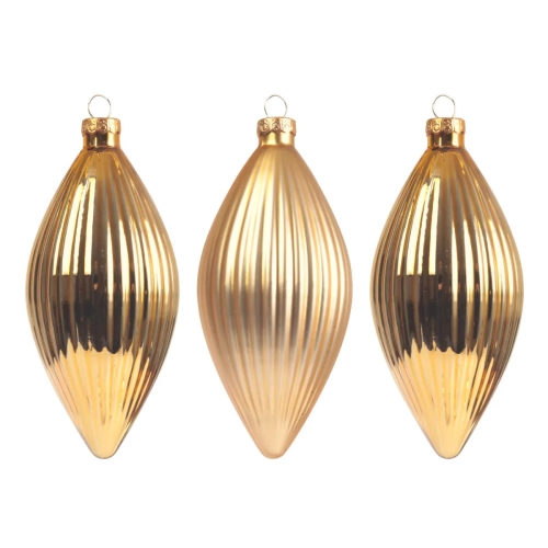 Bombki Choinkowe Szklane Oliwki 13cm - Złoty