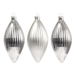 Bombki Choinkowe Szklane Oliwki 13cm - Srebrny