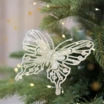 Motyl z Brokatem na Klipsie 11cm kpl. 2szt - Szampan