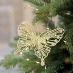 Motyl z Brokatem na Klipsie 11cm kpl. 2szt - Złoty