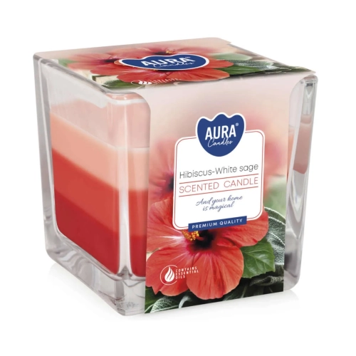 Świeca Zapachowa w Szkle 3 Kolory - Hibiskus/Biała Szałwia