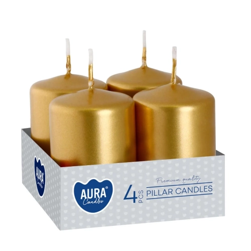 Świeca Adwentowa Słupek 4x6cm kpl. 4szt - Złoty