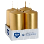 Świeca Adwentowa Słupek 4x8cm kpl. 4szt - Złoty
