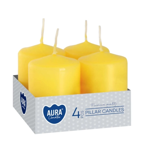 Świeca Adwentowa Słupek 4x6cm kpl. 4szt - Żółty