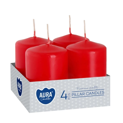 Świeca Adwentowa Słupek 4x6cm kpl. 4szt - Czerwony