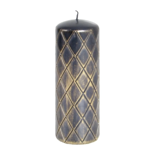 Świeca Diament Classic Słupek 7x20cm - Czarny/Złoty