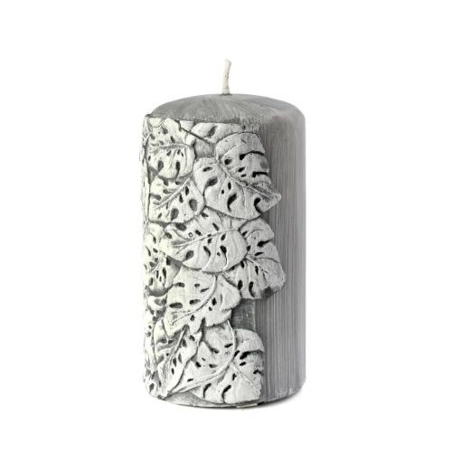 Świeca Monstera Słupek 7x13cm - Szary