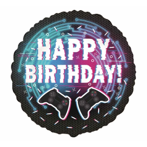 Balon Foliowy Happy Birthday Gamepad 45cm