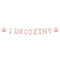 Girlanda Papierowa 1 Urodziny 150cm Różowa