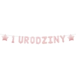 Girlanda Papierowa 1 Urodziny 150cm Różowa