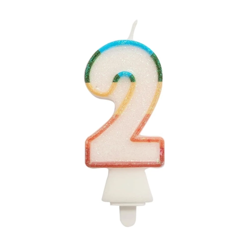 Świeczka Urodzinowa Cyfra 2 Tęcza 8,5cm