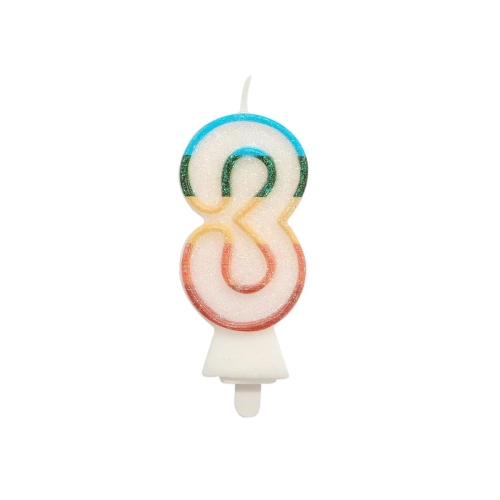 Świeczka Urodzinowa Cyfra 3 Tęcza 8,5cm