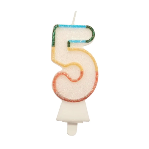 Świeczka Urodzinowa Cyfra 5 Tęcza 8,5cm