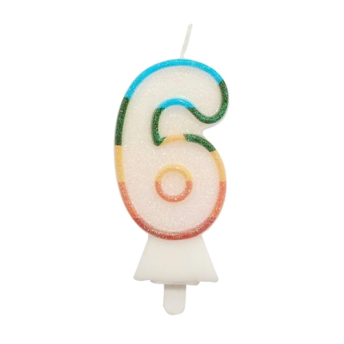 Świeczka Urodzinowa Cyfra 6 Tęcza 8,5cm
