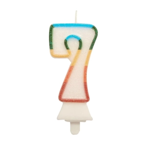 Świeczka Urodzinowa Cyfra 7 Tęcza 8,5cm