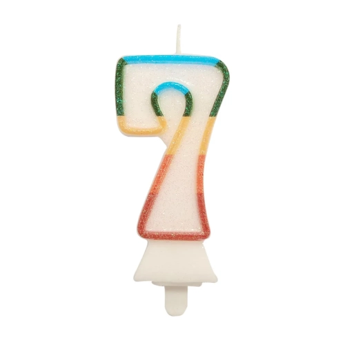 Świeczka Urodzinowa Cyfra 7 Tęcza 8,5cm