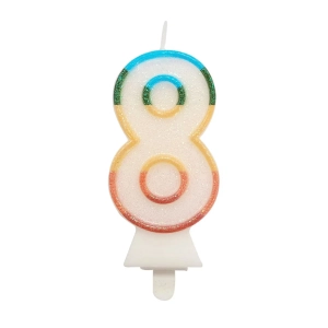 Świeczka Urodzinowa Cyfra 8 Tęcza 8,5cm