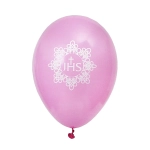 Balony Komunijne z Białym Nadrukiem IHS kpl. 50szt - Różowy